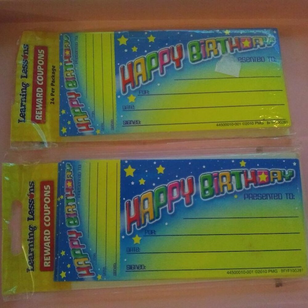 Learning Lessons Happy Birthday Reward Coupons 24 per pack (2 pack)